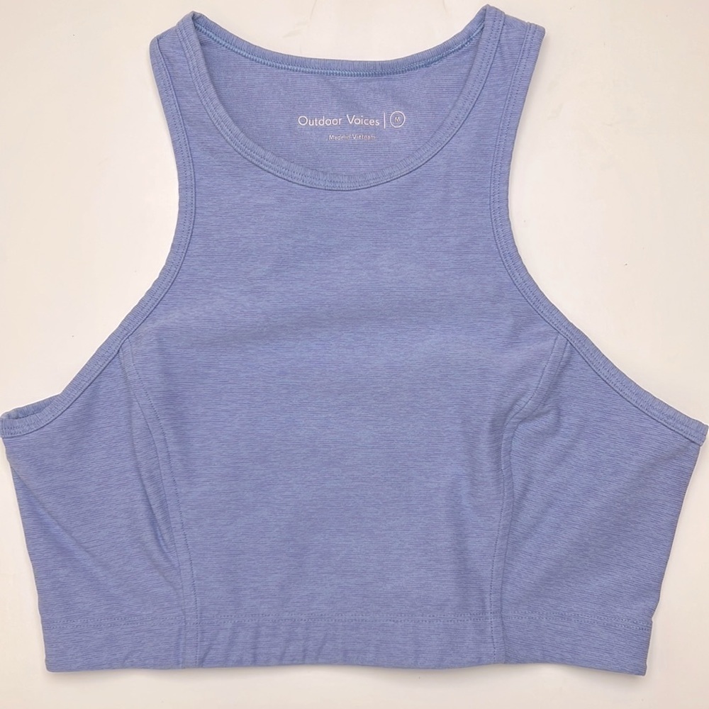 Outdoor Voices Athena Crop Top Halter Back Size Medium Blue